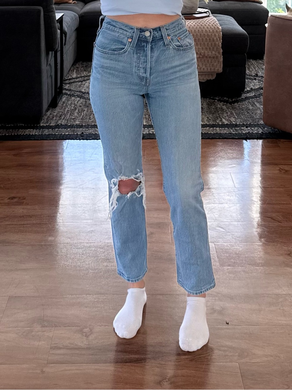 Light Blue High-Rise Straight Jeans - Classic Casual